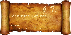 Geiringer Tünde névjegykártya